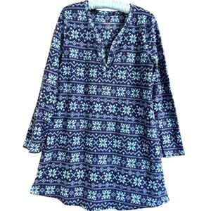 Croft & Barrow Blue Snowflake Fleece Nightshirt Gown Medium